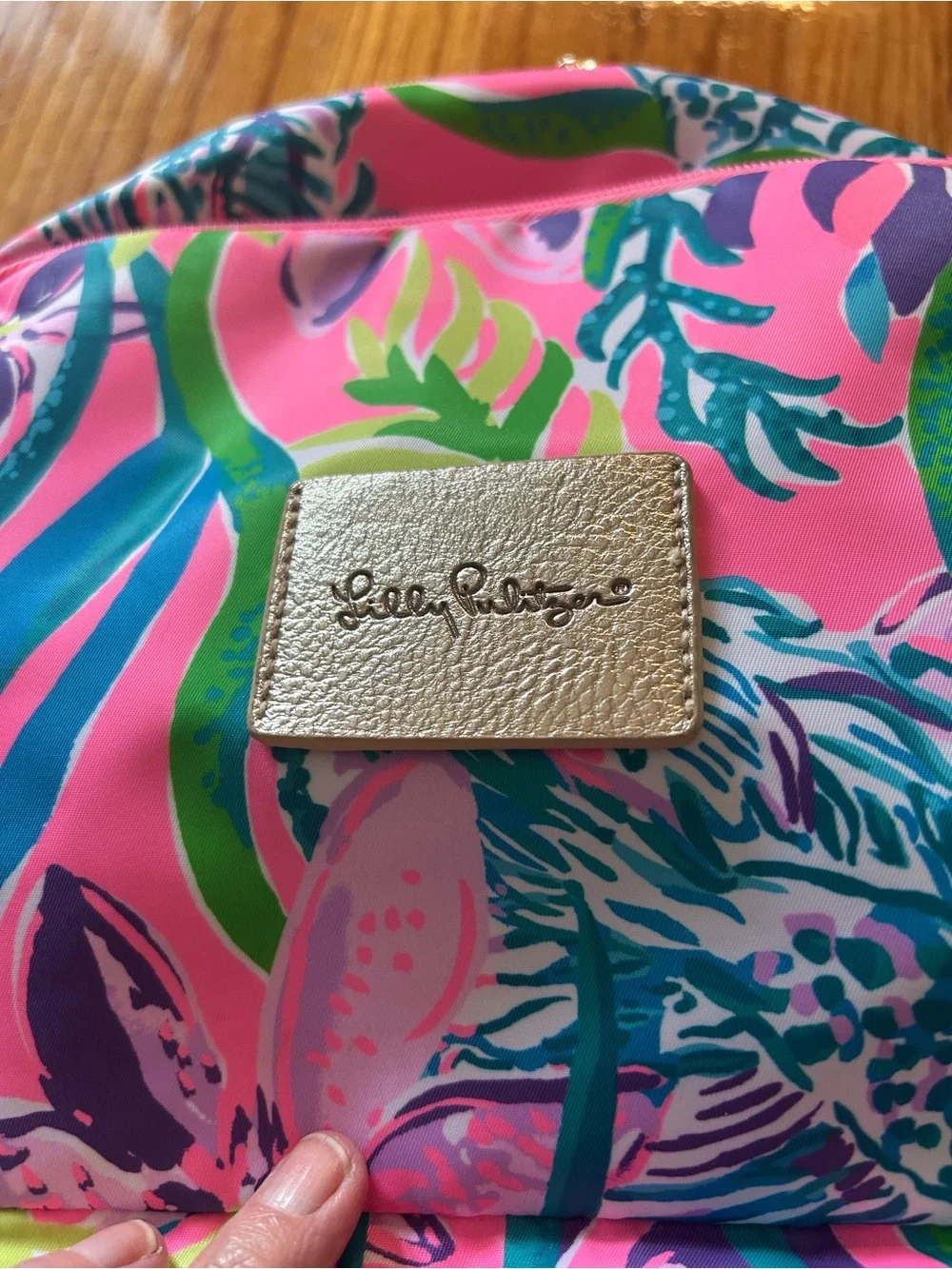 Lilly Pulitzer Pink Tropical Print Kids Backpack with Green & Blue Foliage